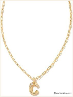 Crystal Letter Initial Pendant Necklace with CZ Sparkle 16"